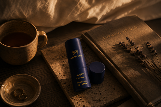 Beeswax candle and dried lavender bundle on cream linen — evening scent ritual for sleep