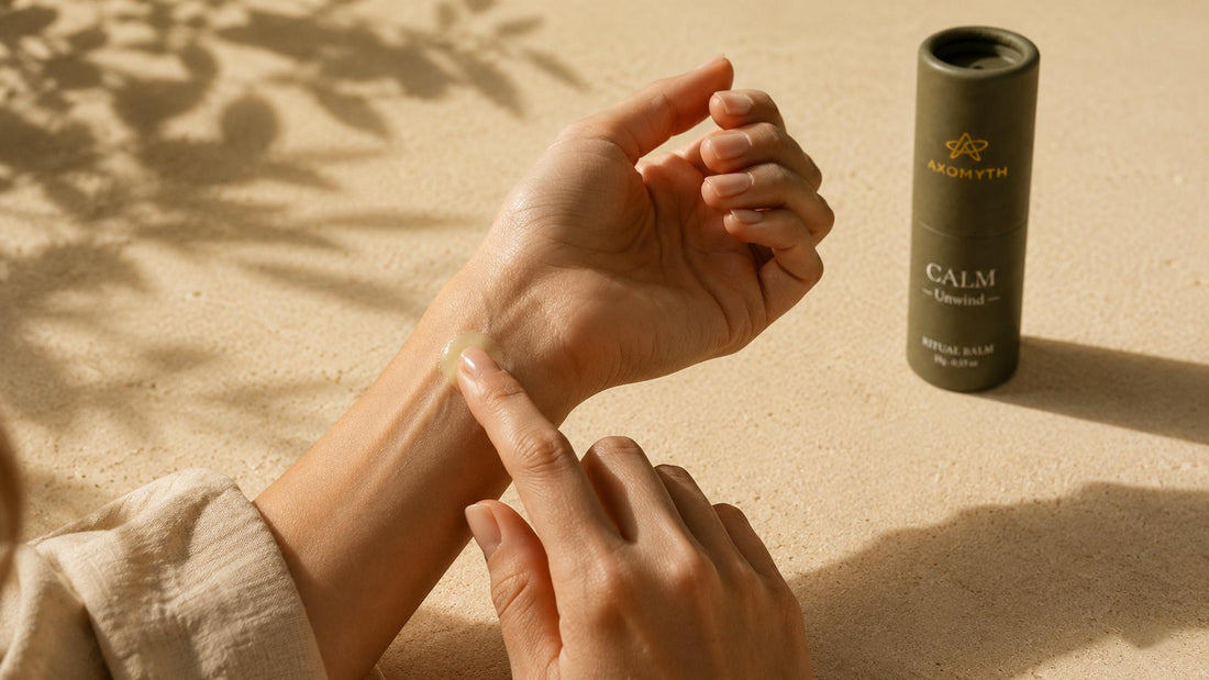 Infographic guide to pulse point application with AXOMYTH FOCUS balm