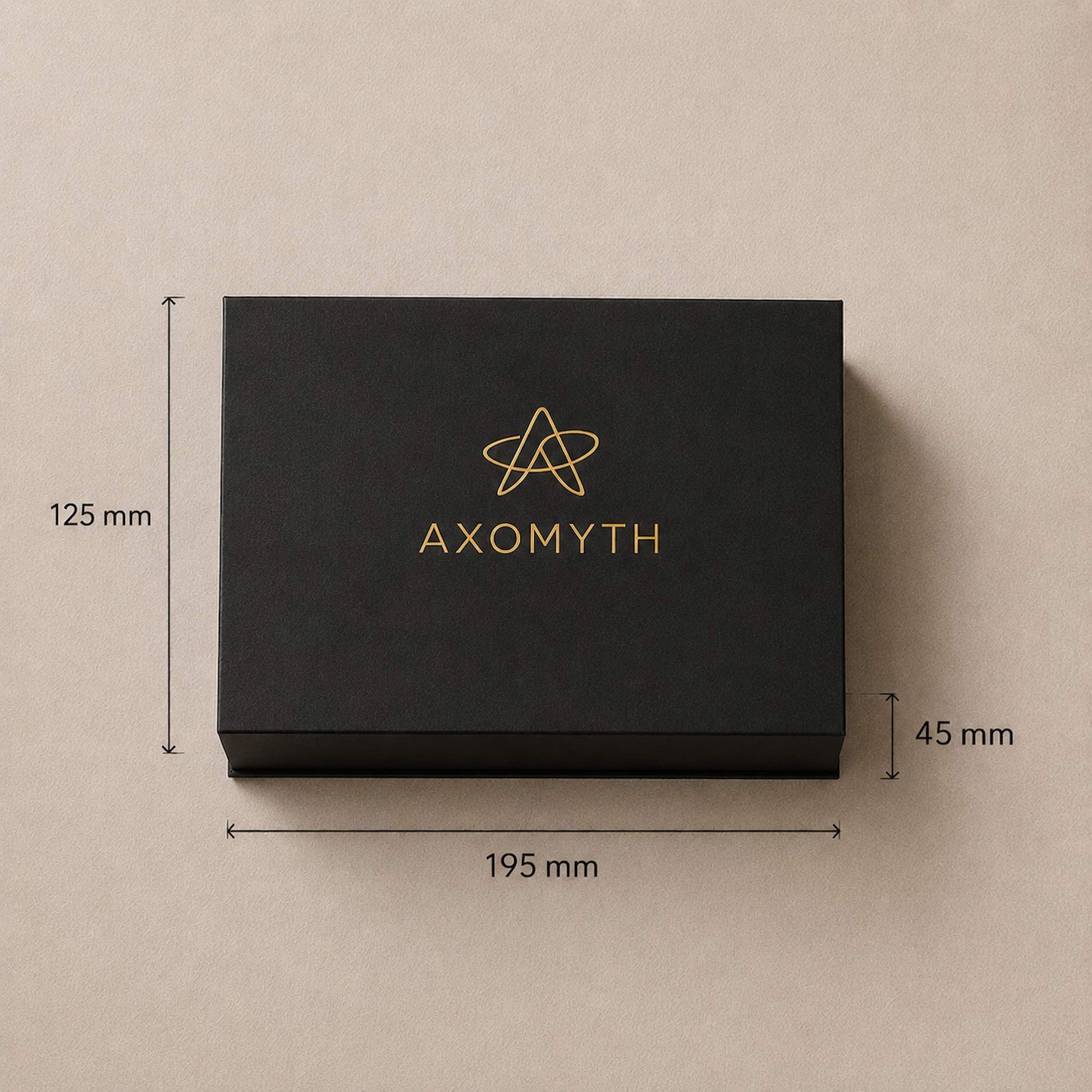AXOMYTH Complete Ritual Set gift box dimensions — 195 x 125 x 45mm